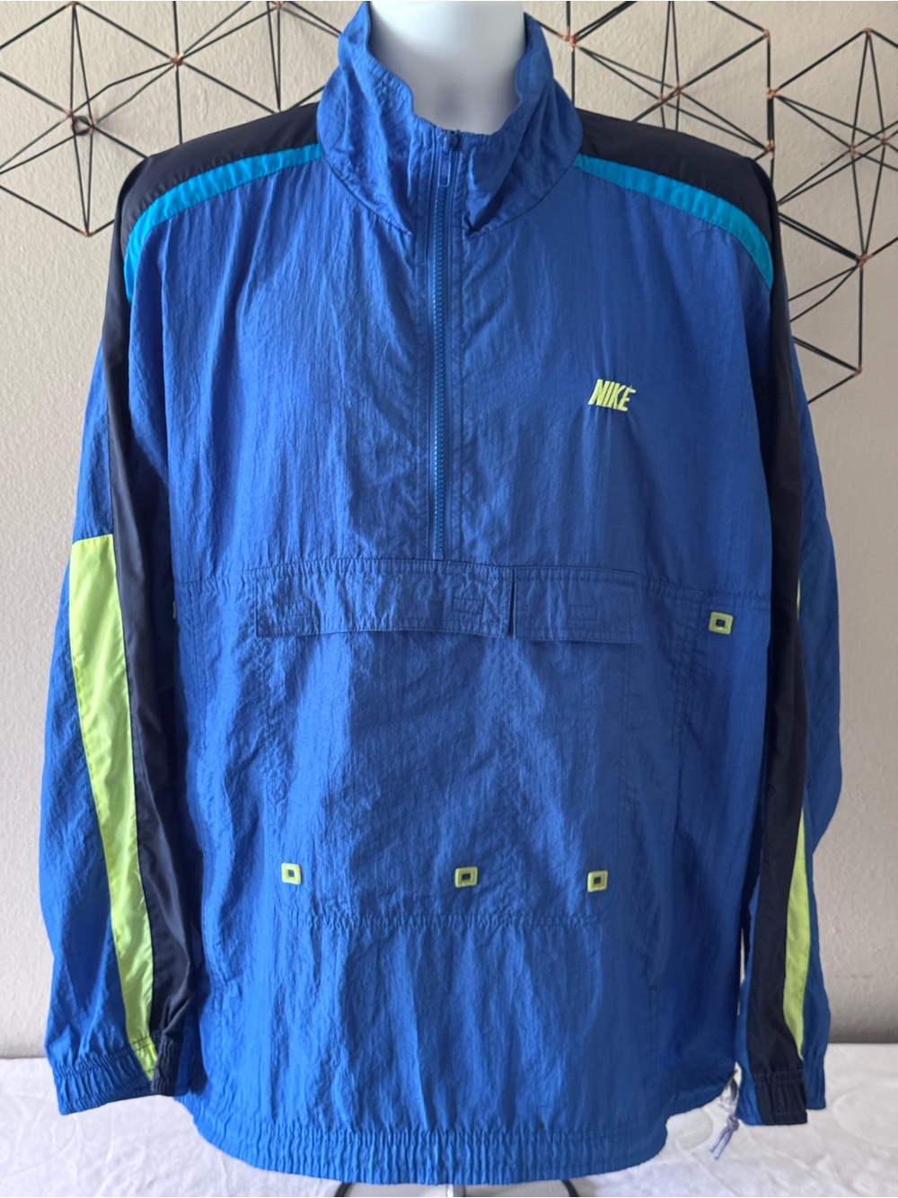 Vintage 90s Gray Tag NIKE 1/2 Zip Pullover Windbreaker Jacket - Blue 

Men’s XL